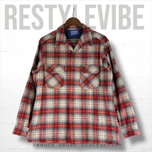 PENDLETON Men’s Size L Shirt VINTAGE Wool Made in USA Plaid Flannel Button Down